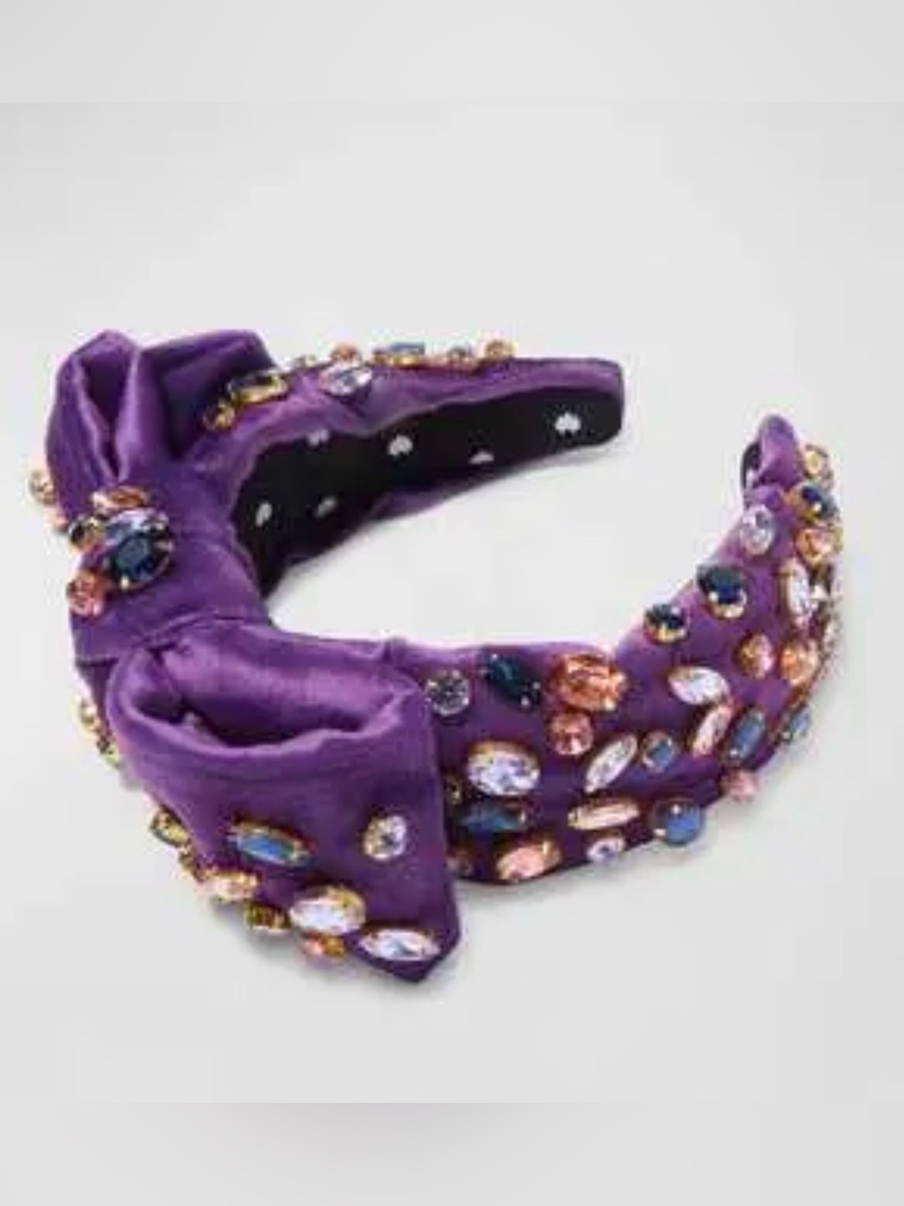 Lele Sadoughi Purple Velour Jeweled Holly Bow Crystal Headband Groovy Grape